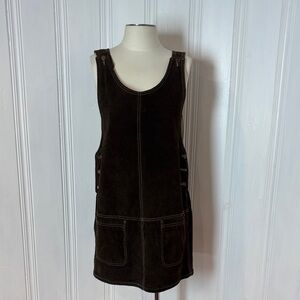 SCOTT’S Suede Washable Suede Jumper Dress – Chocolate Brown | Made in Canada